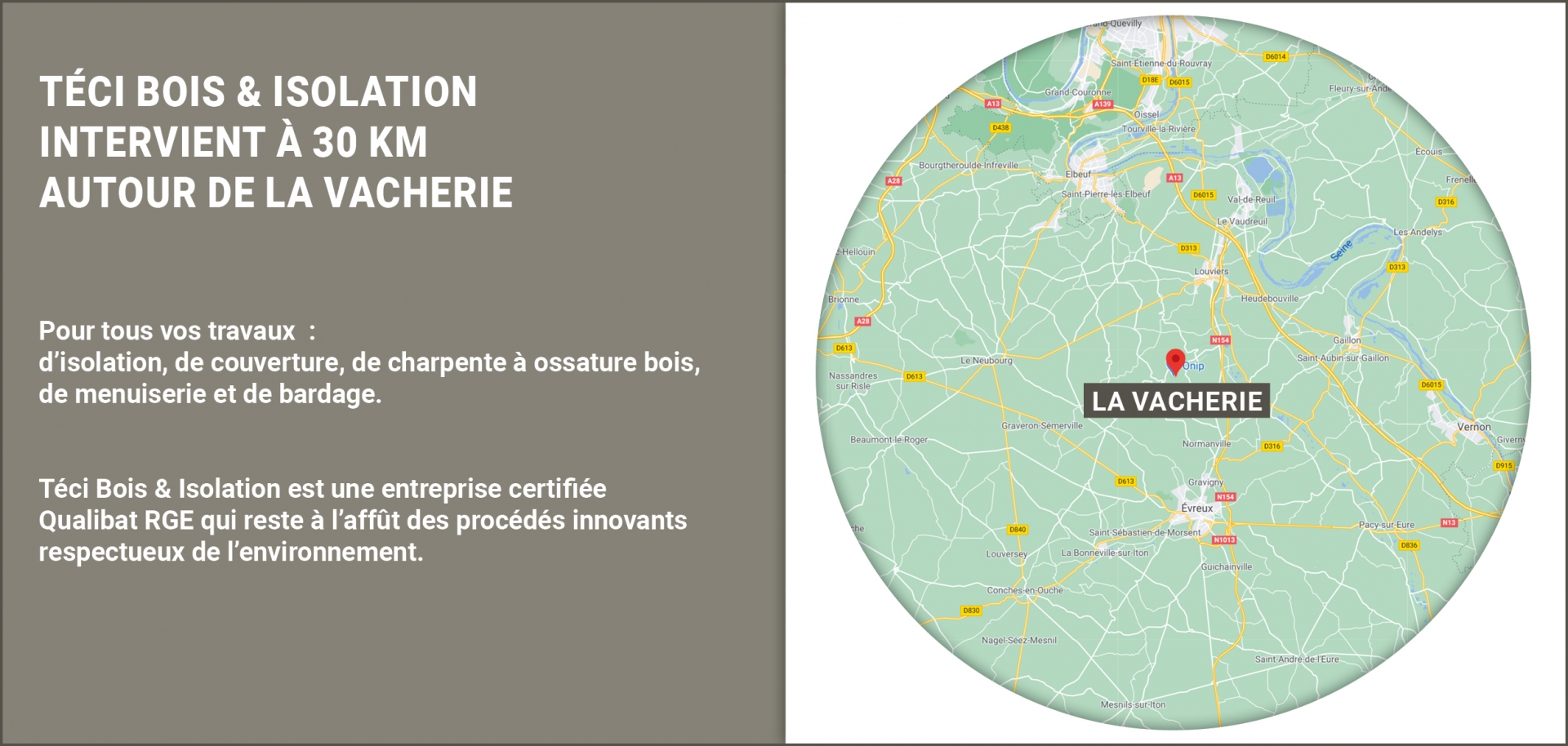 Périmètres d'intervention Téci Bois & Isolation